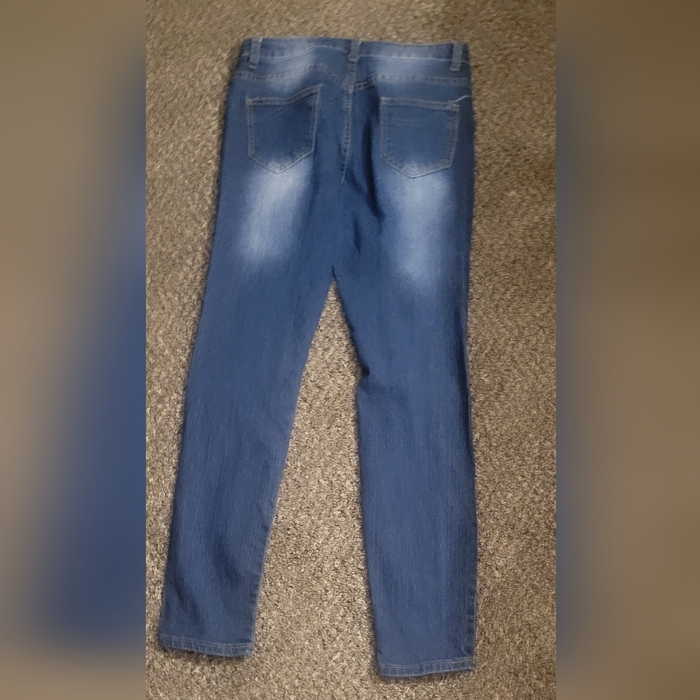 ☆•Women's Dark Blue Distressed Jeans•Size:X Large •☆ - Picture 3 of 5